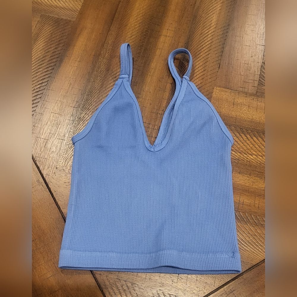 Free People Happiness Runs V-Neck Tank Blue XS/S